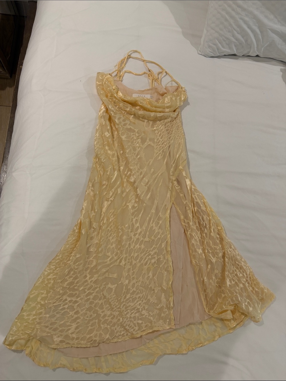 Astr Delicate Buttercream Sheer Slip Dress